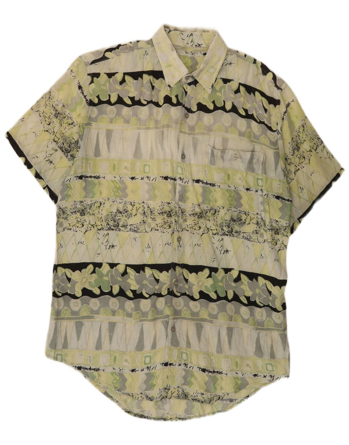 Vintage Herren Kurzarmshirt Mittelgrün Geometrisch