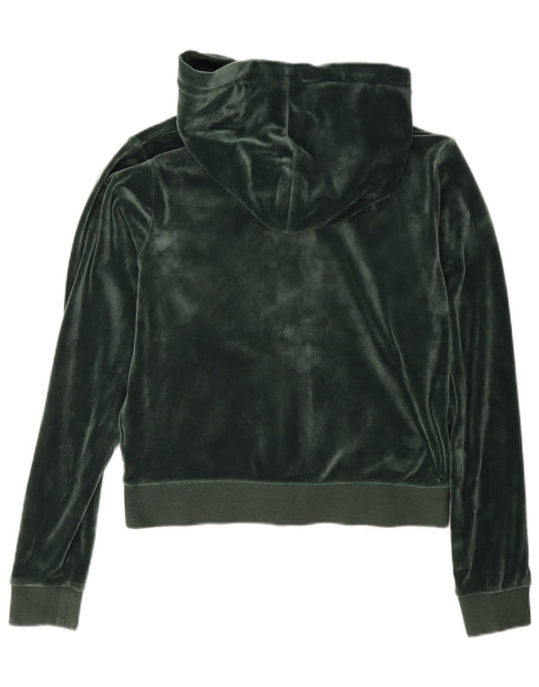 Juicy Couture Damen Crop Velour Zip Hoodie Pullover UK 14 Mittelgrün
