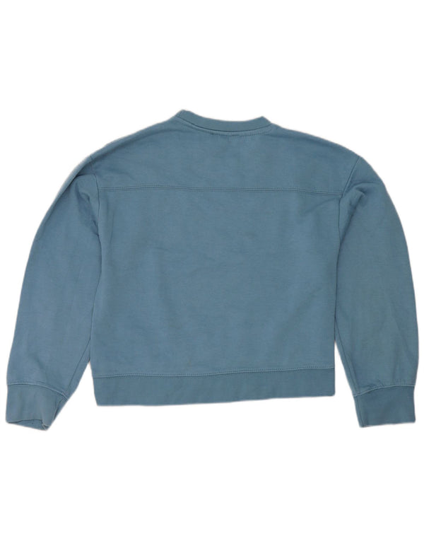Zara Damen Crop Sweatshirt Pullover UK 10 Small Blau Polyester