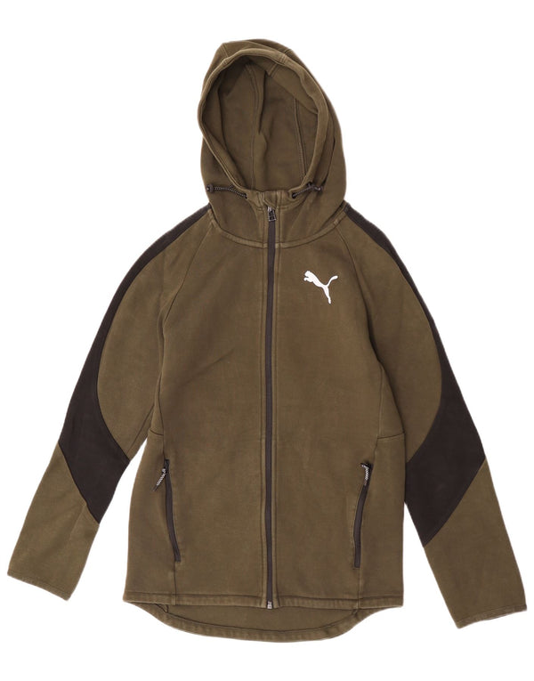 Puma Herren-Kapuzenpullover mit Reißverschluss, klein, Khaki, Farbblock