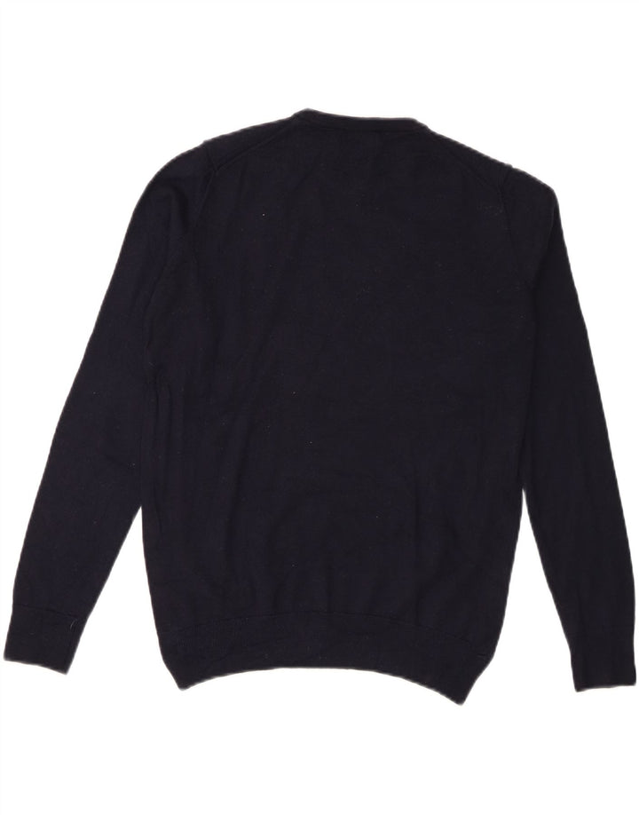 Zara Herren-Pullover mit Rundhalsausschnitt, mittlere marineblaue Wolle