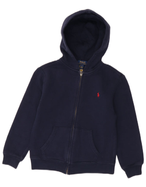 Polo Ralph Lauren Jungen-Kapuzenpullover mit Reißverschluss, 6–7 Jahre, marineblaue Baumwolle
