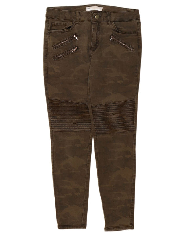 Zara Damen Slim Freizeithose EU 38 Small W28 L26 Khaki Camouflage