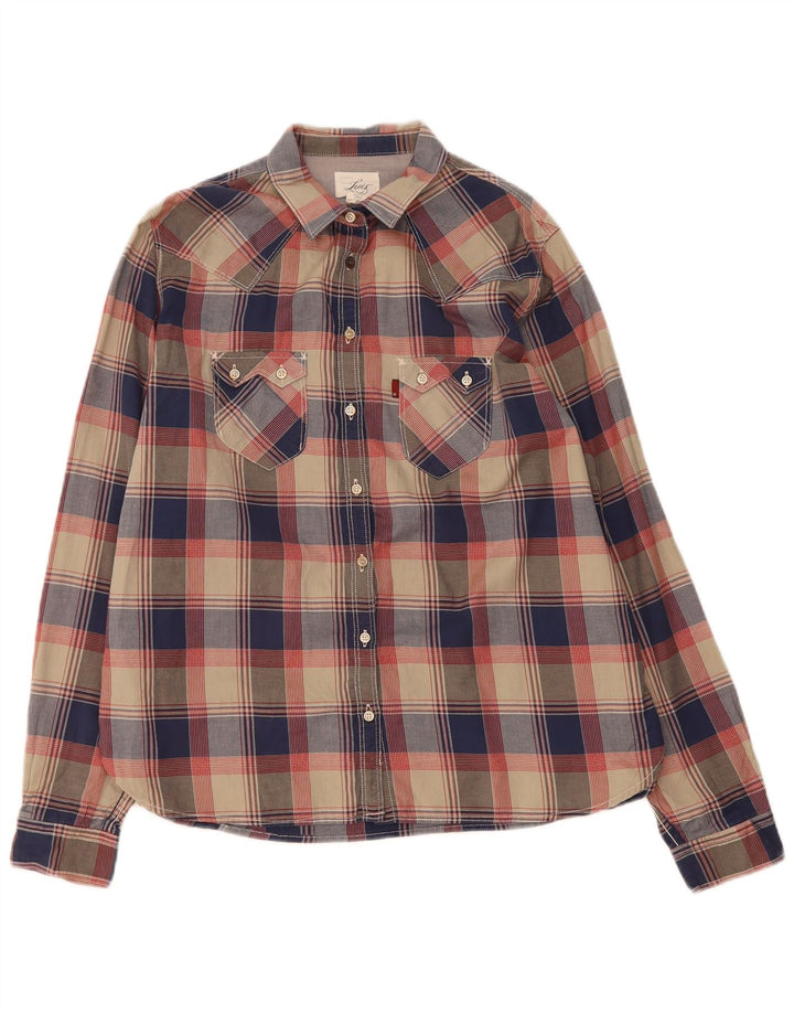 LEVI'S Womens Flannel Shirt UK 14 Medium Multicoloured Check Cotton