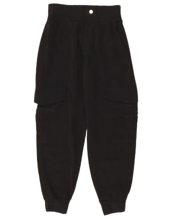 Zara Damen Joggers Cargohose XS W24 L25 Schwarz Polyester