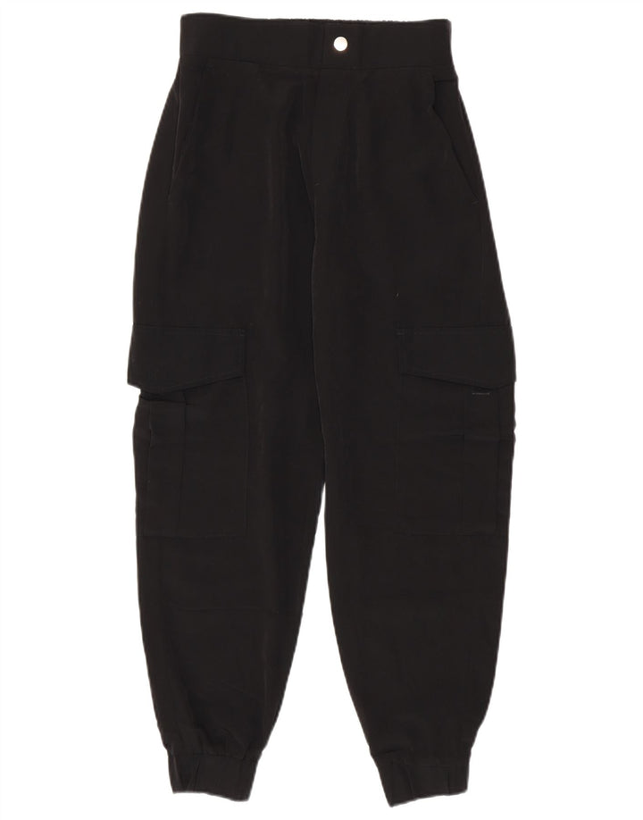 Zara Damen Joggers Cargohose XS W24 L25 Schwarz Polyester