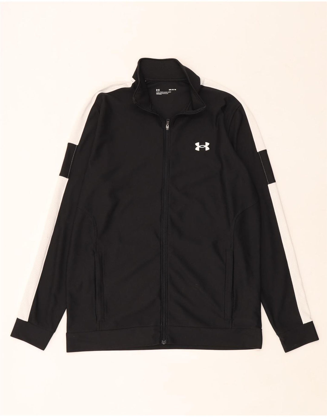Under Armour Herren-Trainingsanzug-Top-Jacke aus mittelschwarzem Colourblock-Polyester