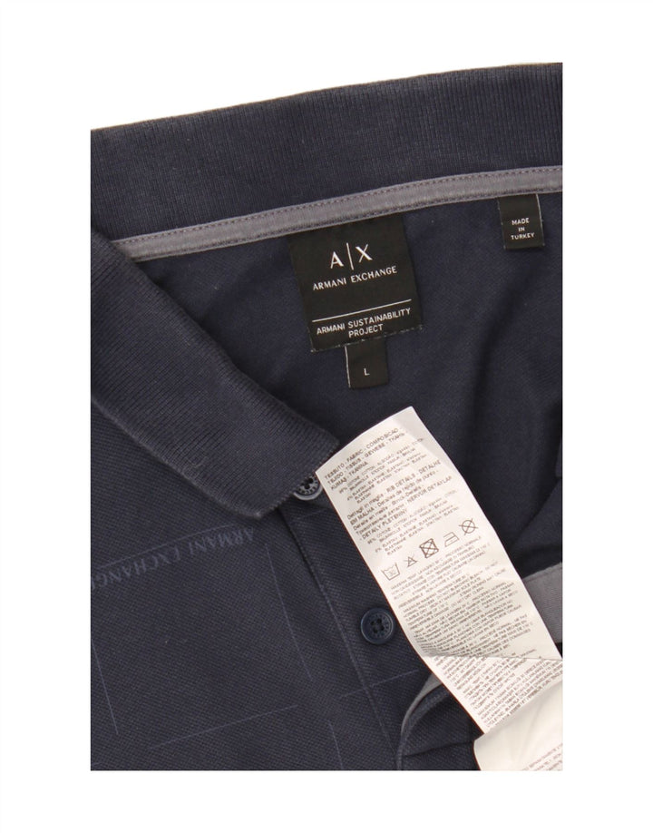 Armani Exchange Herren-Poloshirt, groß, marineblau, kariert, Baumwolle