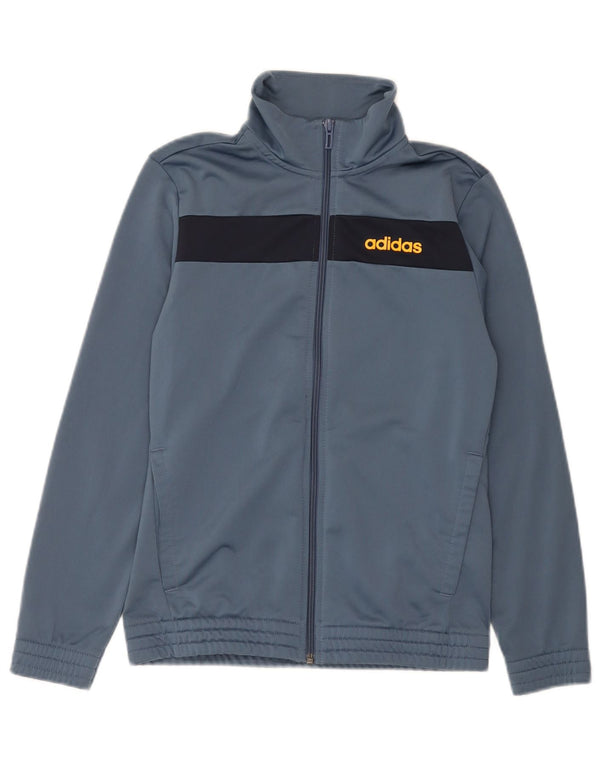 Adidas Jungen-Trainingsanzug-Top-Jacke, 12–13 Jahre, graues Colourblock-Polyester