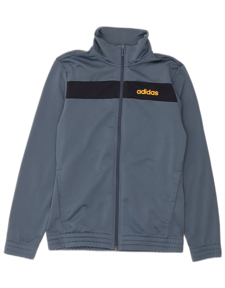 Adidas Jungen-Trainingsanzug-Top-Jacke, 12–13 Jahre, graues Colourblock-Polyester