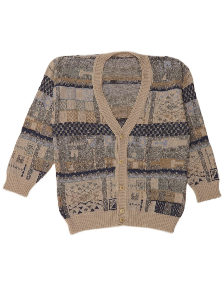 Vintage Herren Cardigan Pullover Medium Mehrfarbig Geometrisch