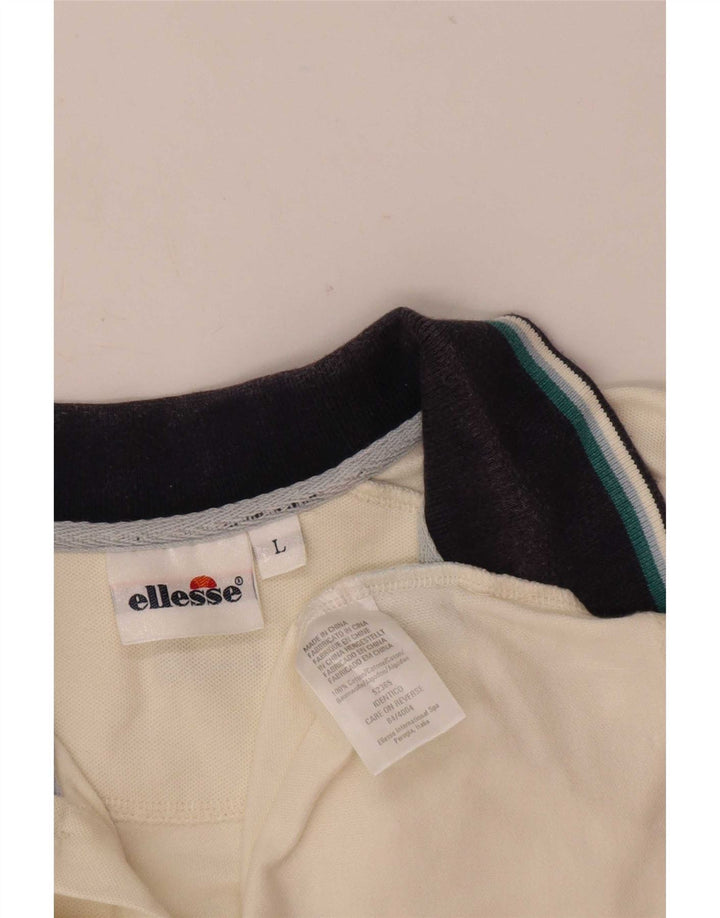 Ellesse Herren-Poloshirt, groß, cremefarbene Baumwolle