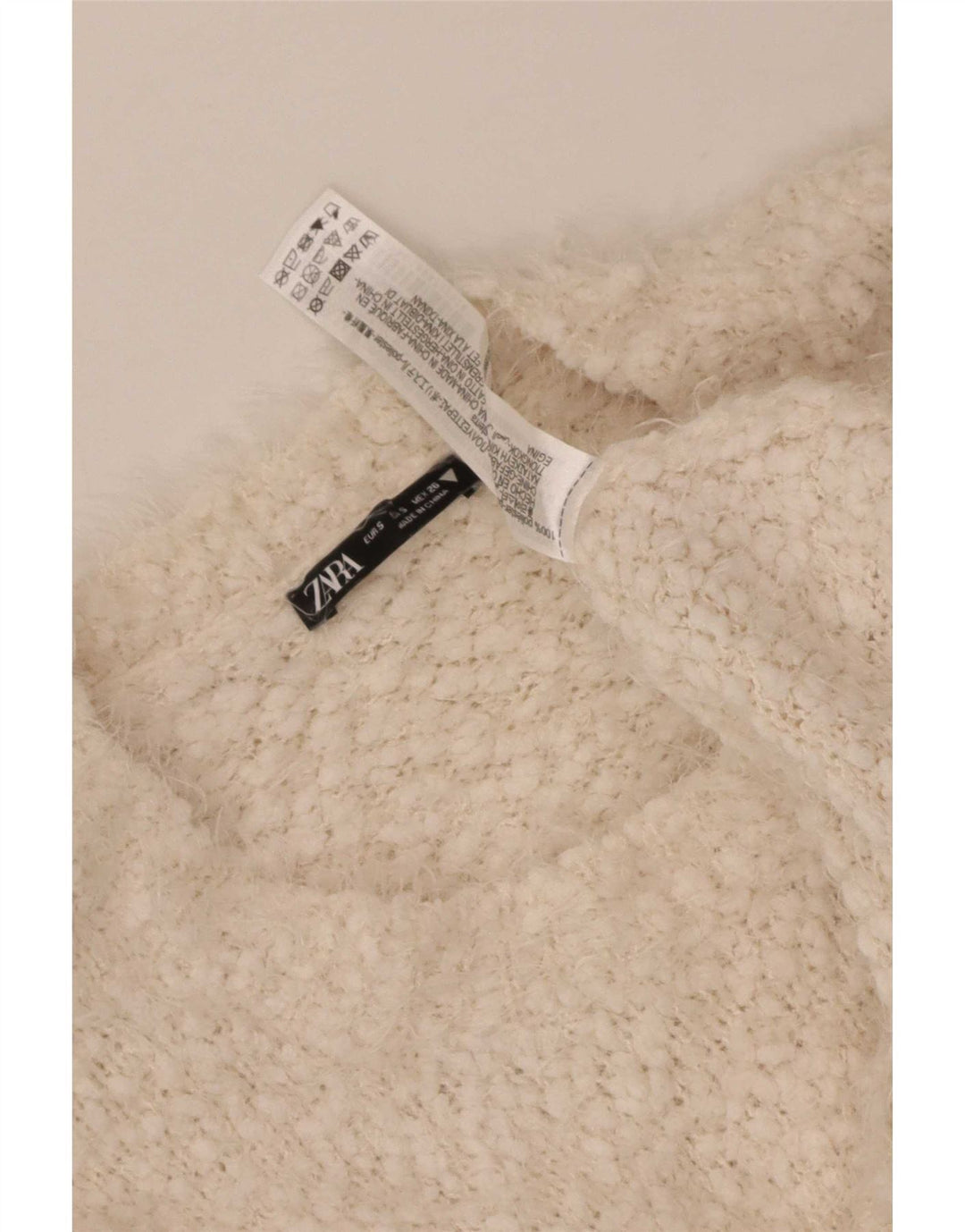 Zara Damen-Pullover, übergroß, mit Rundhalsausschnitt, Gr. 10, Größe S, gebrochenes Weiß