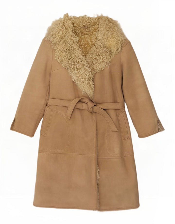 Vintage Damen Lammfellmantel UK 8 Small Beige