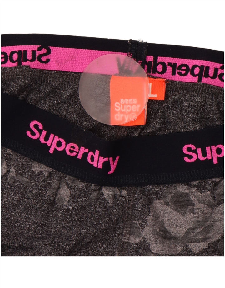 SUPERDRY Grafik-Leggings für Damen, UK 14, Größe L, grau, geblümt, Baumwolle