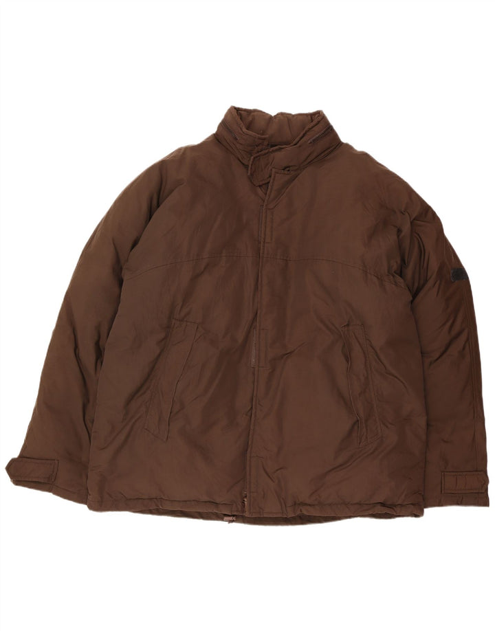 CALVIN KLEIN JEANS Herren-Jacke mit Kapuze, gepolstert, UK 42, XL, braunes Nylon