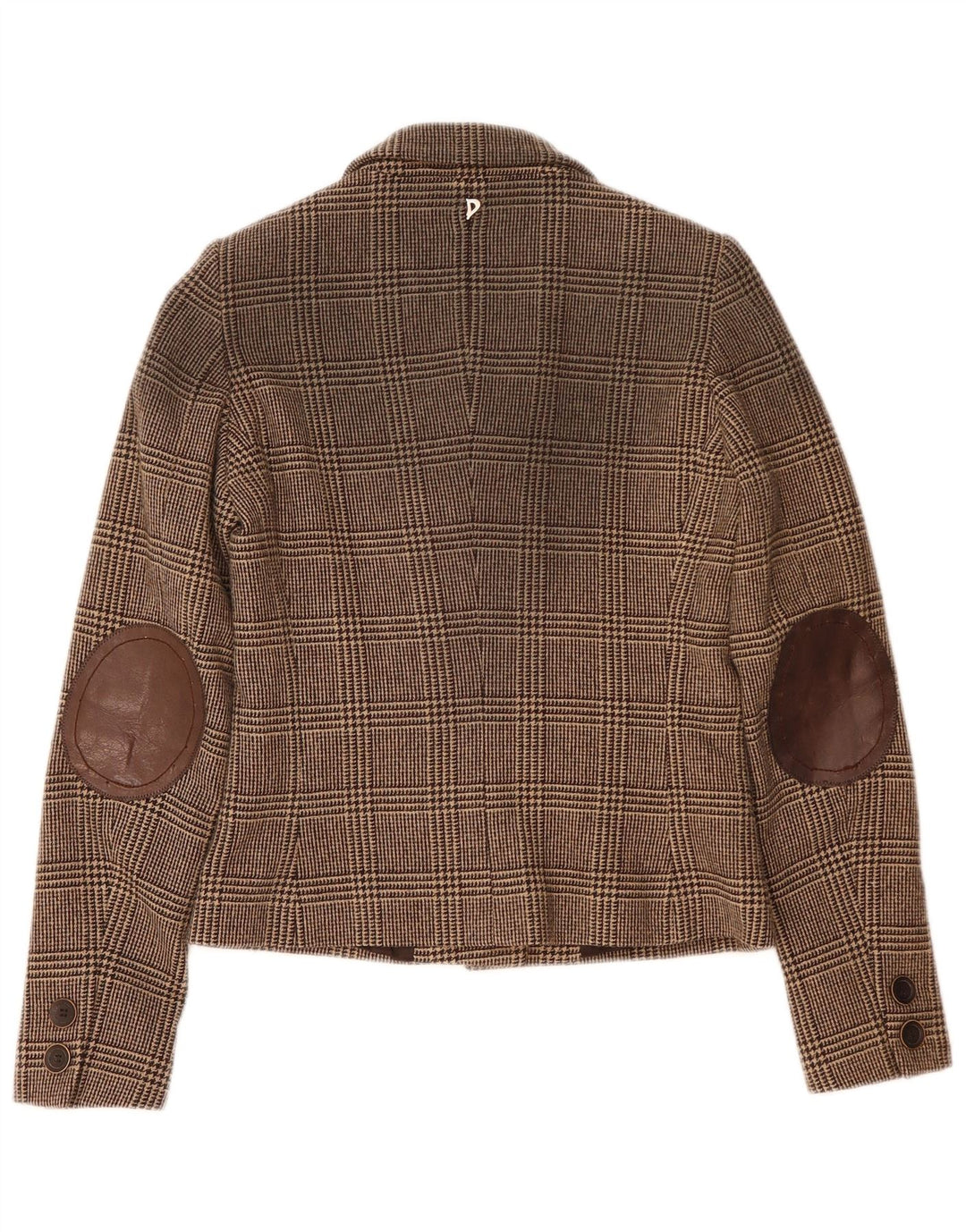 Dondup Damen-Blazerjacke mit 6 Knöpfen, IT 42, mittelbraune Wolle mit Hahnentrittmuster