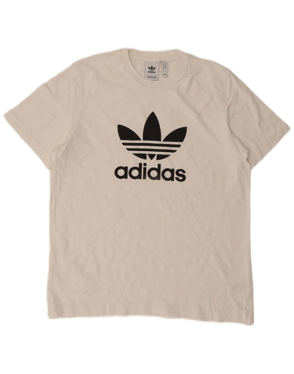ADIDAS Mens Graphic T-Shirt Top Large White Cotton