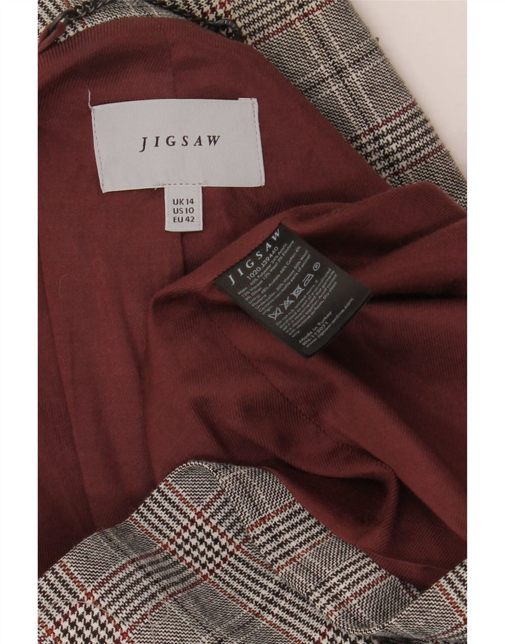 JIGSAW Zweireihiger Damen-Blazer, Gr. 44, Grau, Hahnentrittmuster