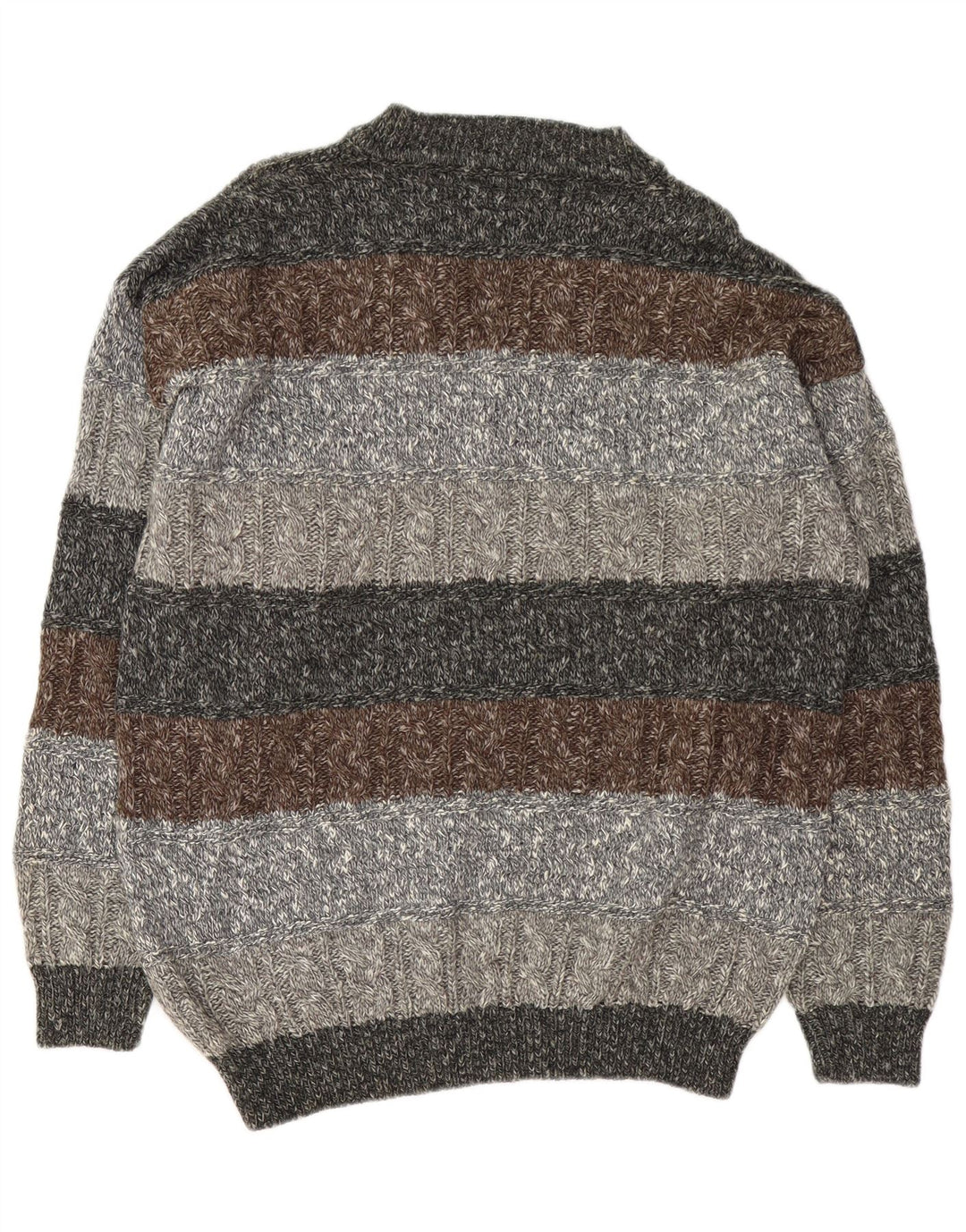 Vintage Herren V-Ausschnitt Pullover Pullover XL grau gestreift Wolle