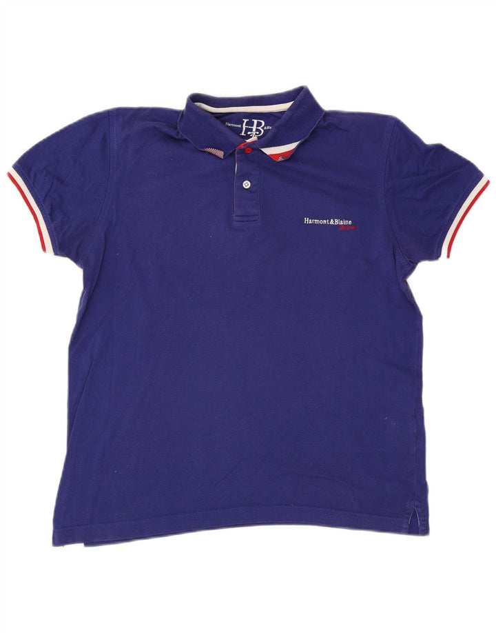 Harmont & Blaine Herren-Poloshirt, kleine blaue Baumwolle