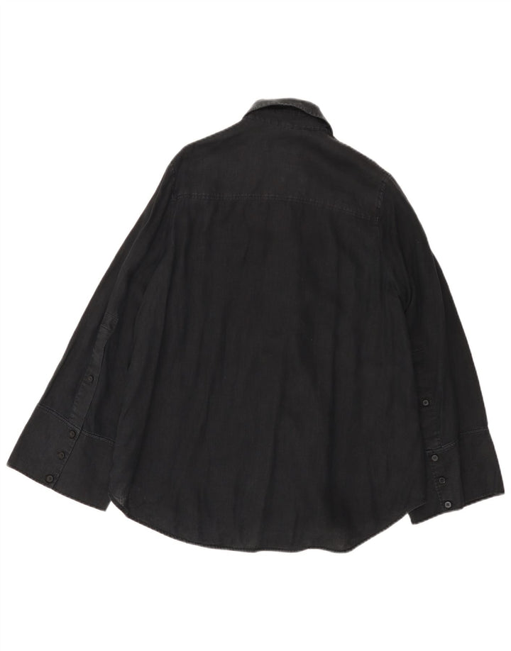 Cos Damen-Oversize-Hemd, EU 32, 2XS, schwarzes Leinen