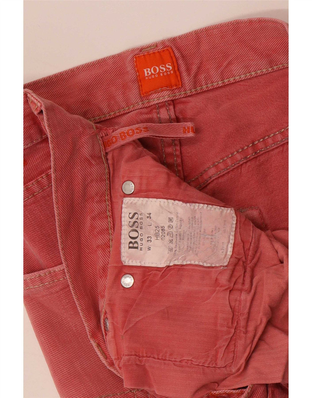 Hugo Boss Herren Straight Jeans W33 L34 Rosa Baumwolle