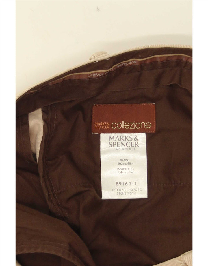 Marks & Spencer Herren-Anzughose mit Pegged-Anzug, W40, L33, beige Baumwolle