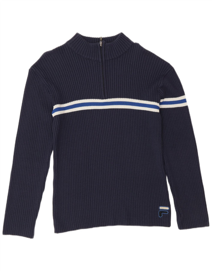 Fila Herren-Pullover mit Reißverschluss am Hals, IT 50, mittelmarineblau gestreift
