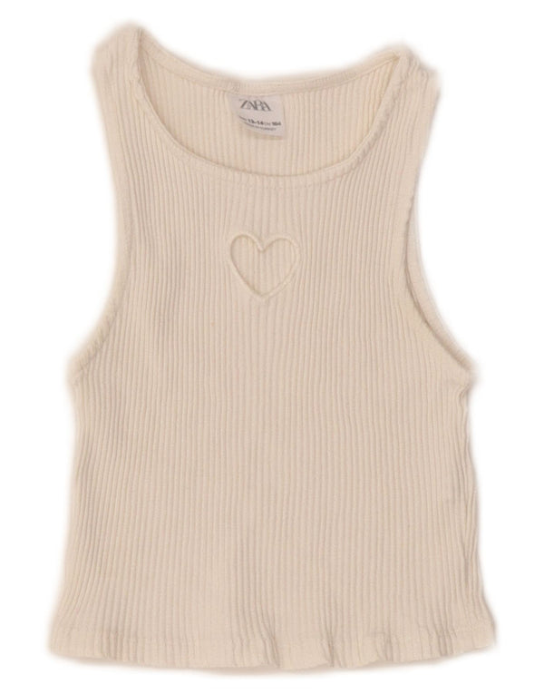 Zara Mädchen-Trägershirt, 13–14 Jahre, aus weißer Baumwolle