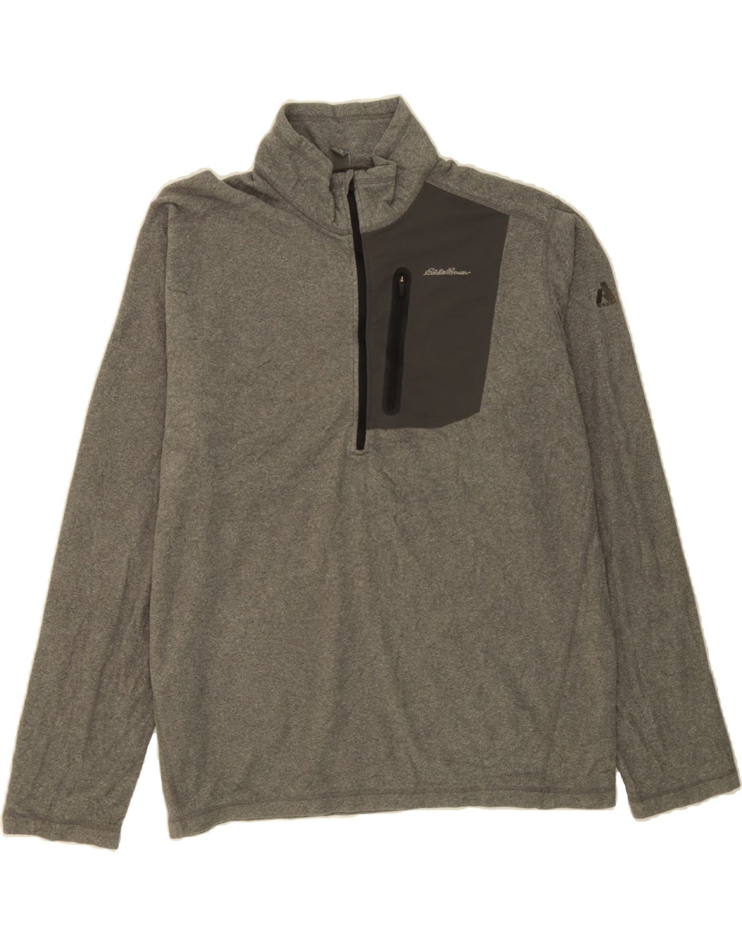 EDDIE BAUER Mens Zip Neck Fleece Jumper XL Grey Polyester Vintage Eddie Bauer and Second-Hand Eddie Bauer from Messina Hembry 