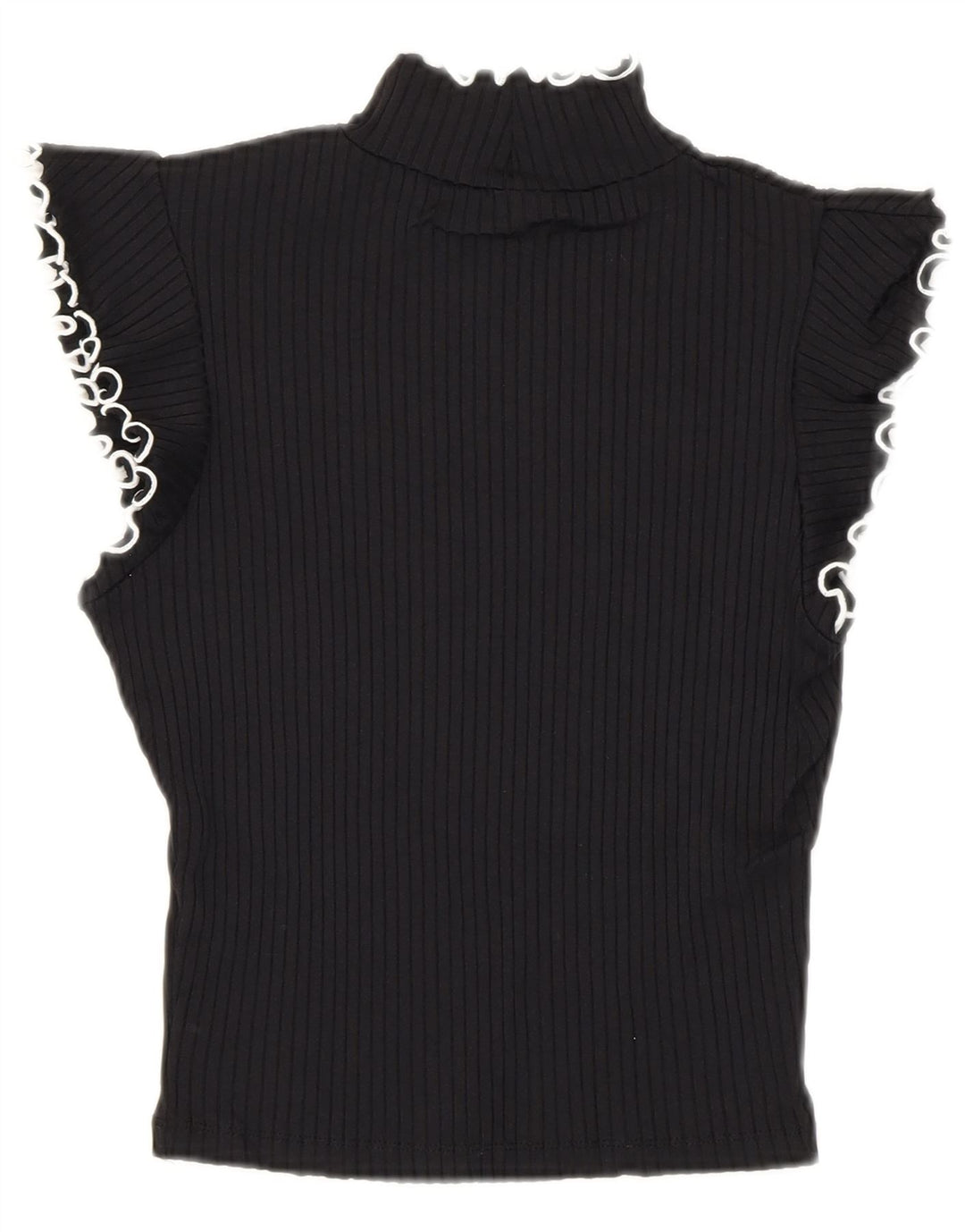 Zara Damen Crop Bluse Top UK 8 Small Schwarz Polyamid