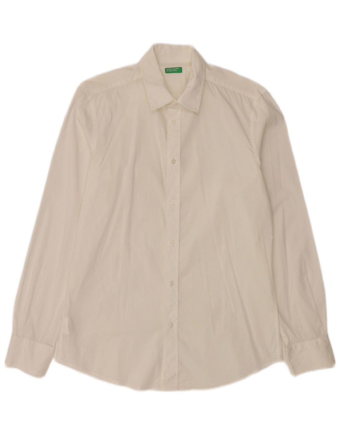 Benetton Herrenhemd Medium Off White Cotton
