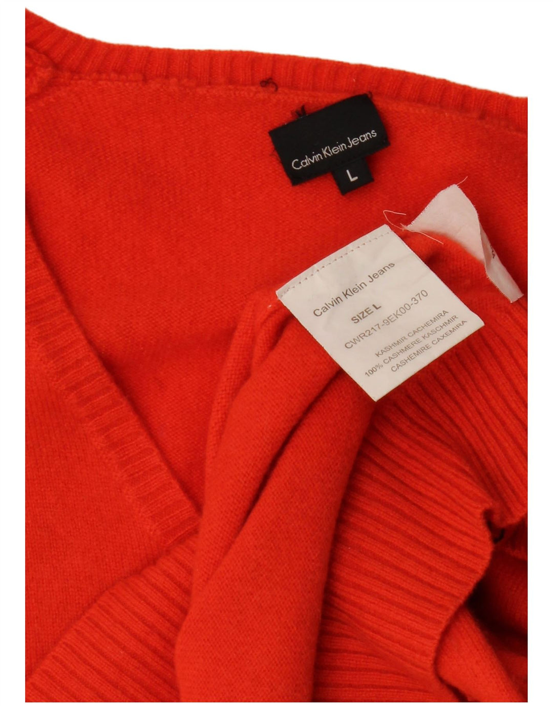 Calvin Klein Damen-Pullover mit V-Ausschnitt, UK 16, Größe L, roter Kaschmir