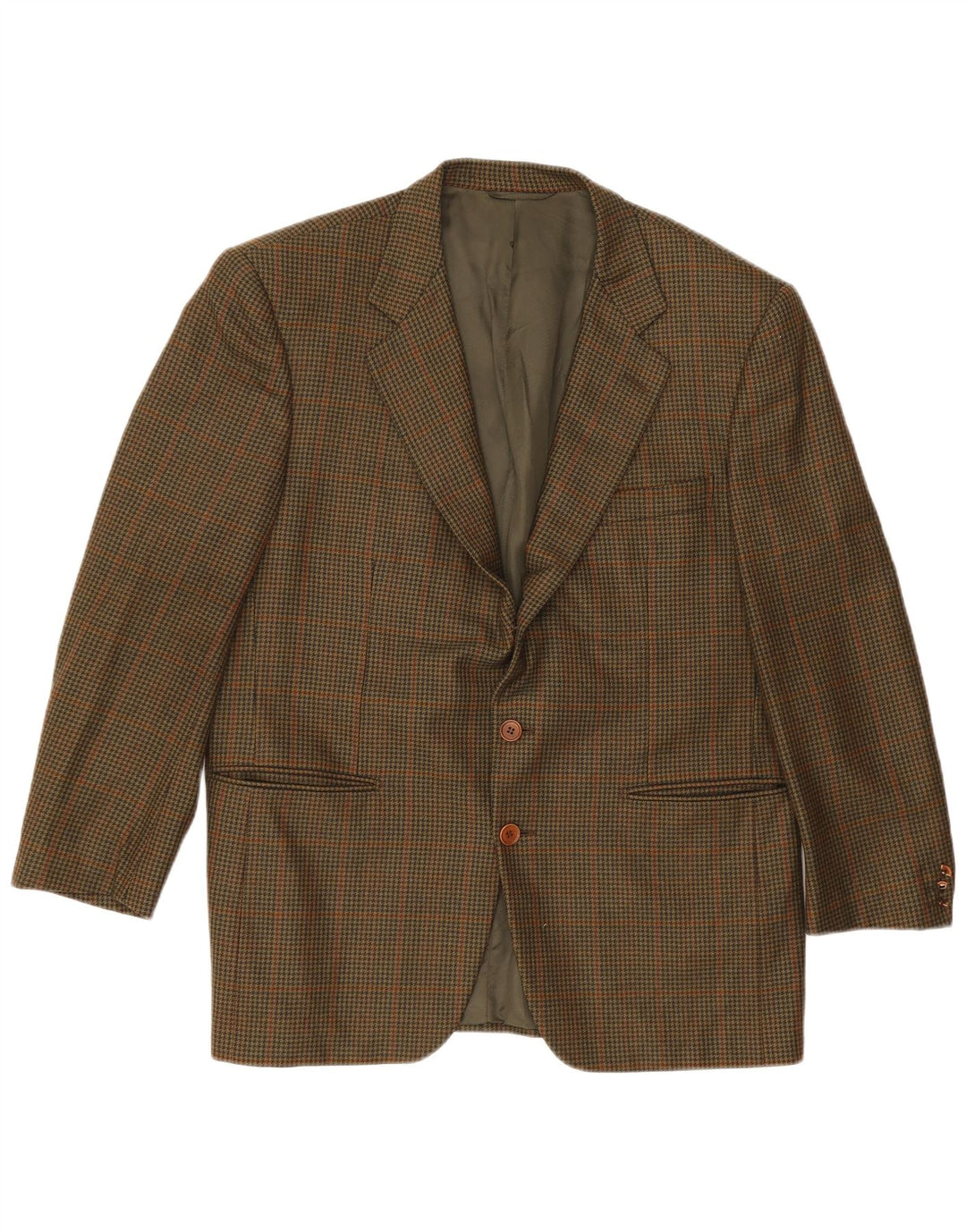 Galtrucco Herren-Blazer mit normaler Passform, IT 50, Größe L, Khaki, Hahnentrittmuster