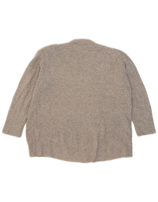 Zara Damen-Pullover mit 3/4-Ärmeln, übergroßer Rundhalsausschnitt, Gr. 10, Größe S, Grau