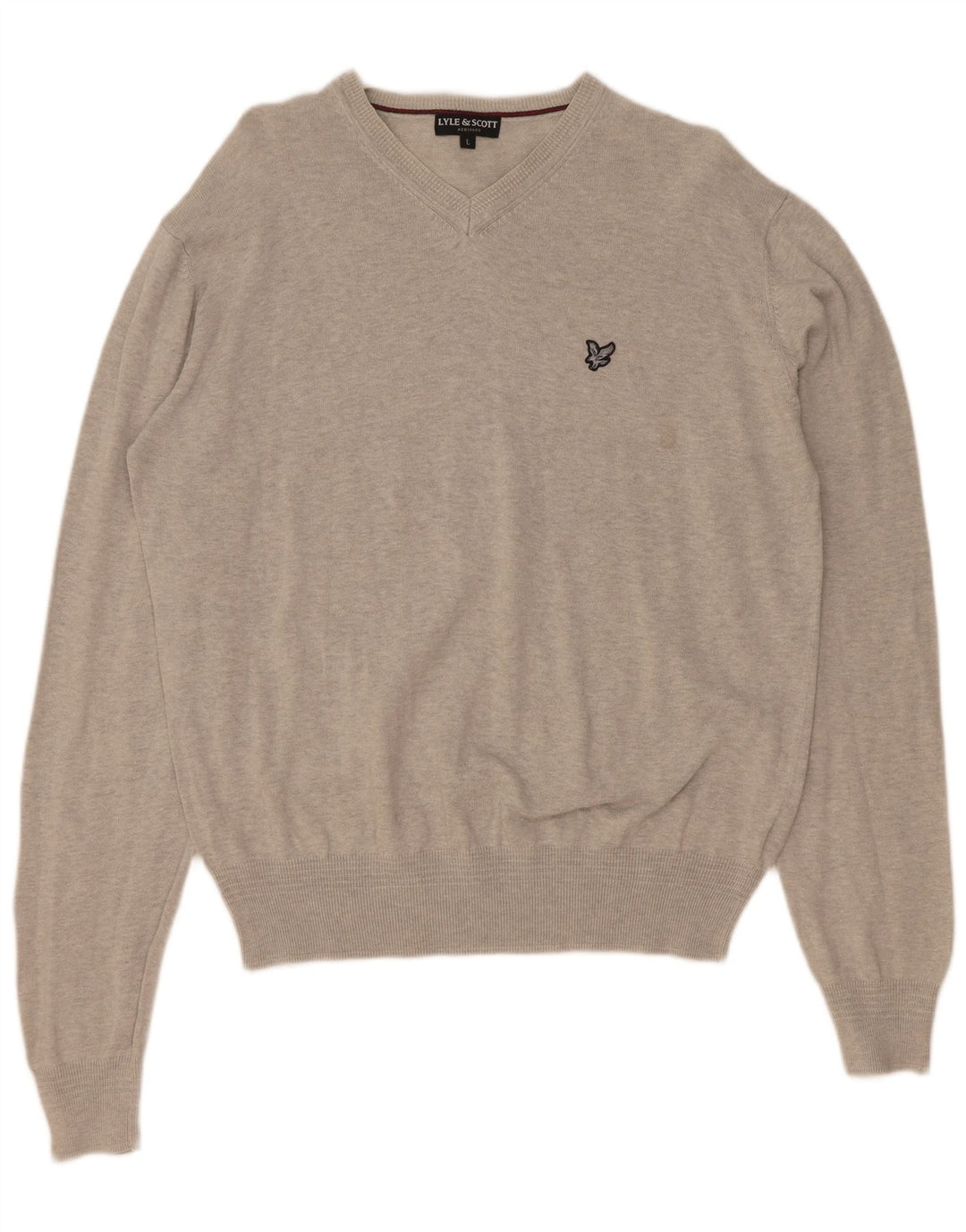 Lyle & Scott Herren Heritage Pullover mit V-Ausschnitt, Größe L, Grau, Baumwolle