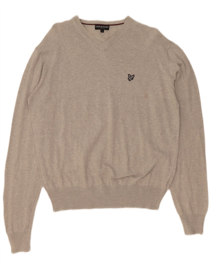 Lyle & Scott Herren Heritage Pullover mit V-Ausschnitt, Größe L, Grau, Baumwolle