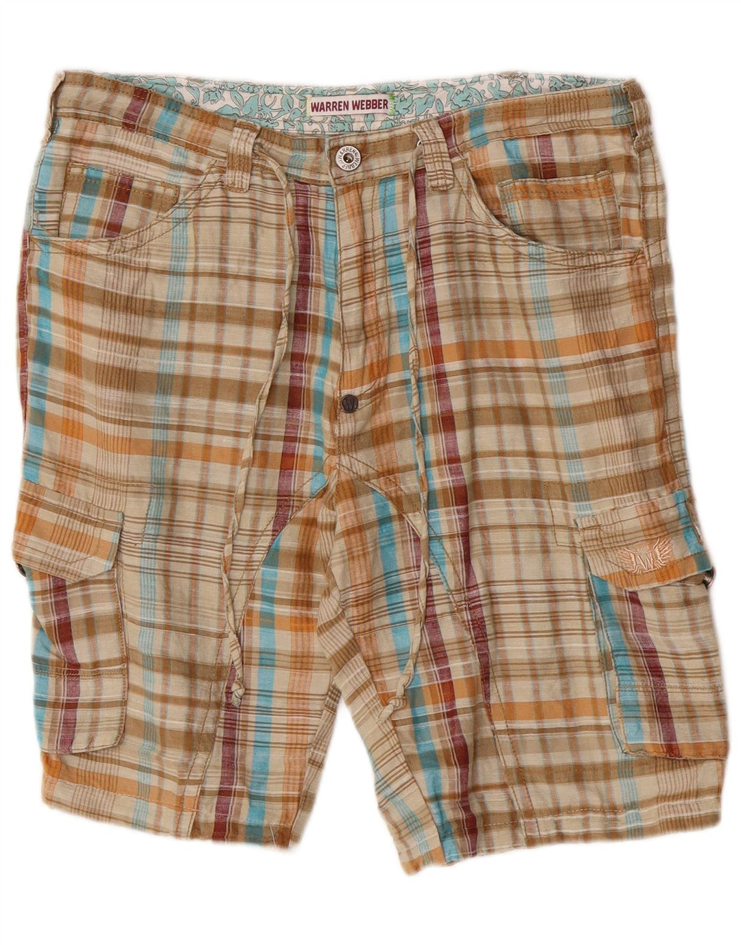 Warren Webber Herren Cargoshorts XL W36 Beige Karo Flachs