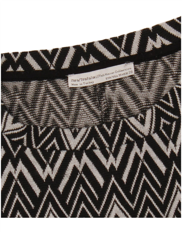 Zara Damen-Pulloverkleid mit 3/4-Ärmeln, Größe M, Schwarz, geometrisch