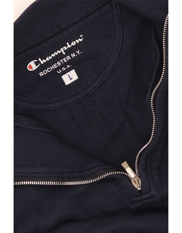 Champion Herren-Sweatshirt mit Reißverschluss am Hals, Größe L, Marineblau