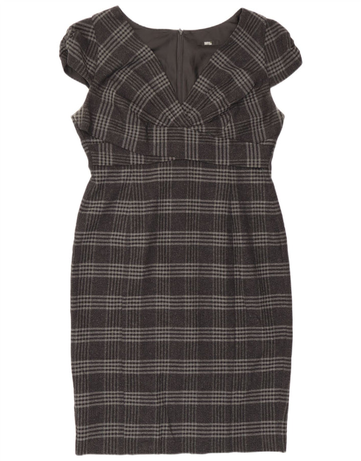 Marks & Spencer Damen Etuikleid UK 14 Mittelgrau kariertes Polyester