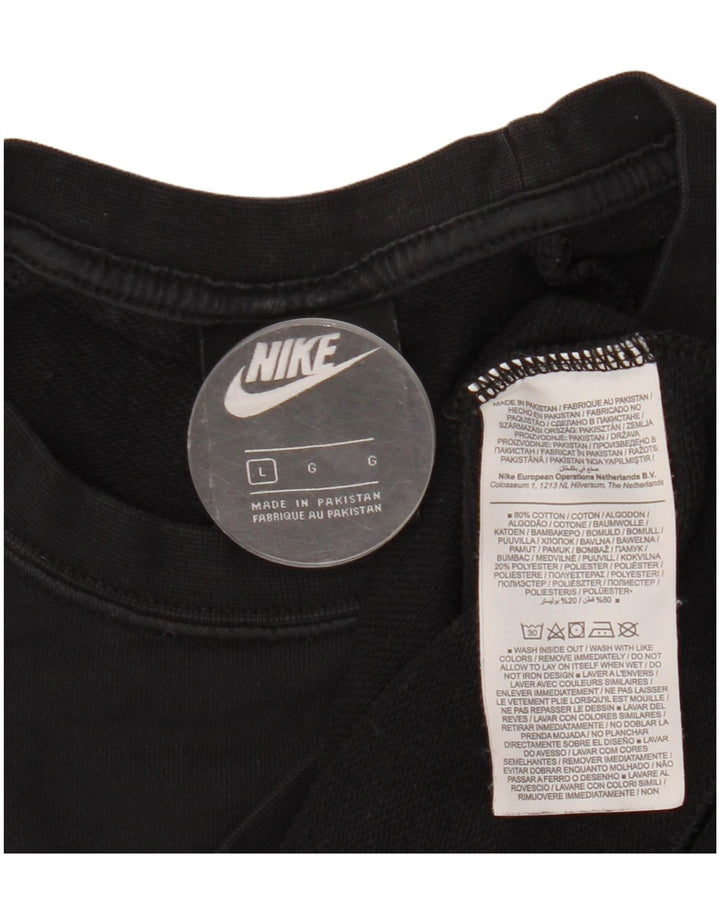 NIKE Damen Sweatshirt Pullover UK 16 Large Schwarz Baumwolle