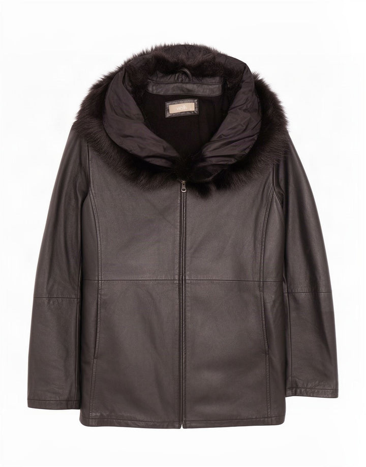 Wallis Damen Übergroßer Ledermantel UK 10 Small Schwarz