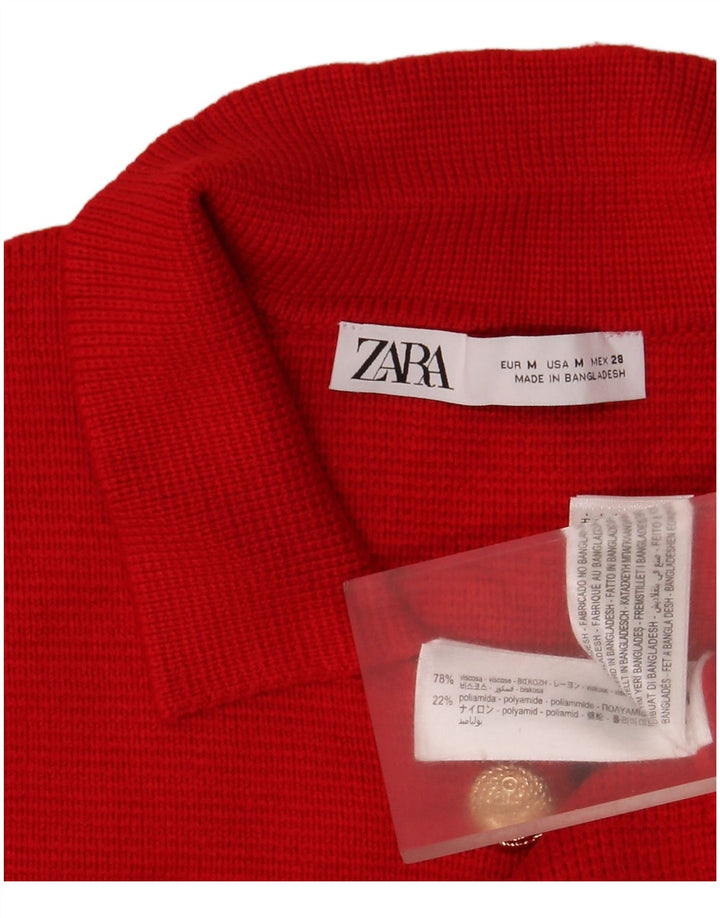 Zara Damen-Cardigan-Pullover UK 12 Mittelrote Viskose