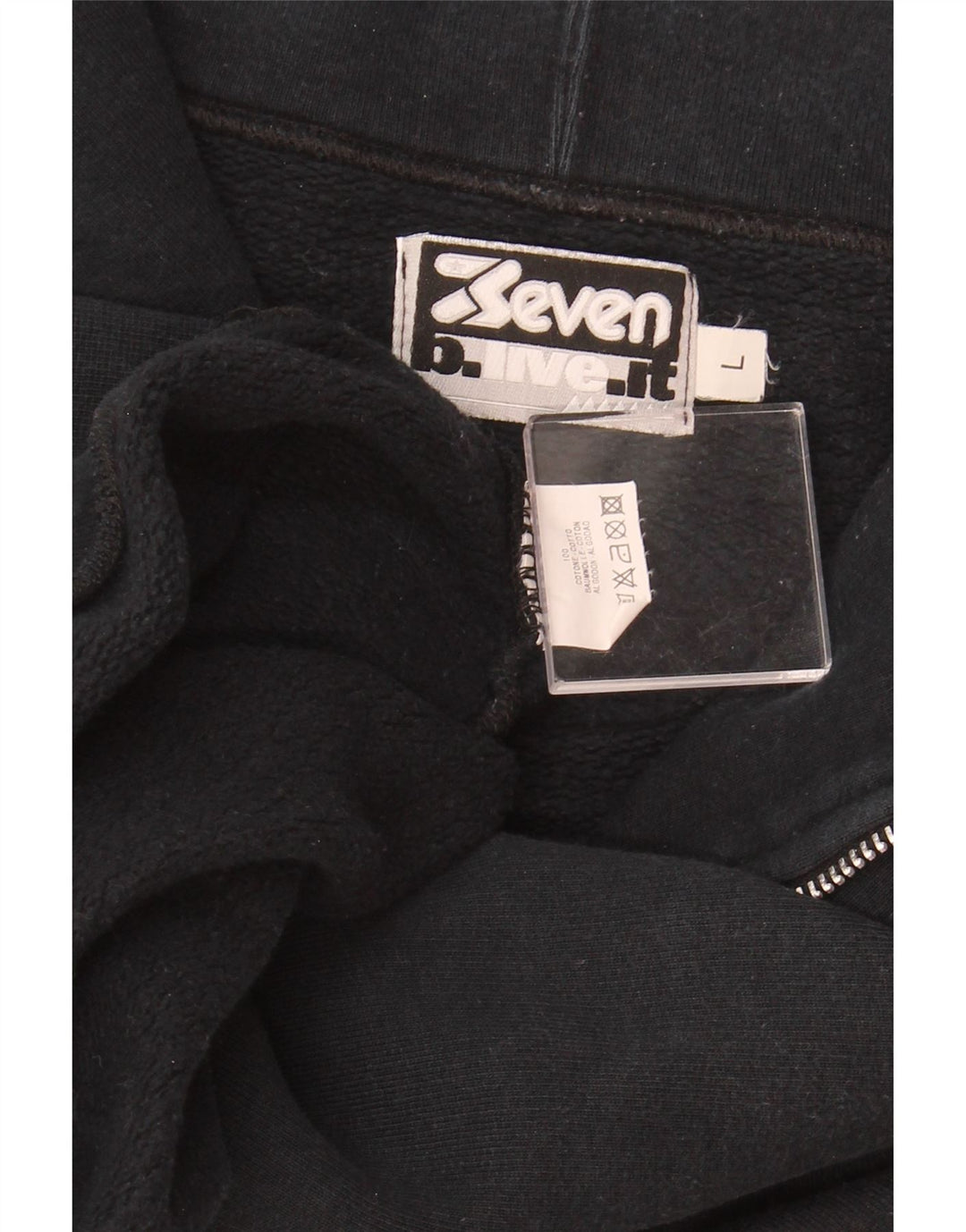 SEVEN 7 Herren-Sweatshirt mit grafischem Reißverschluss am Hals, groß, marineblaue Baumwolle