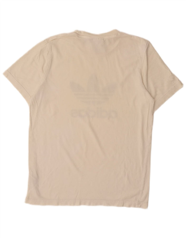 ADIDAS Herren-T-Shirt mit Grafik, Größe S, cremefarbene Baumwolle
