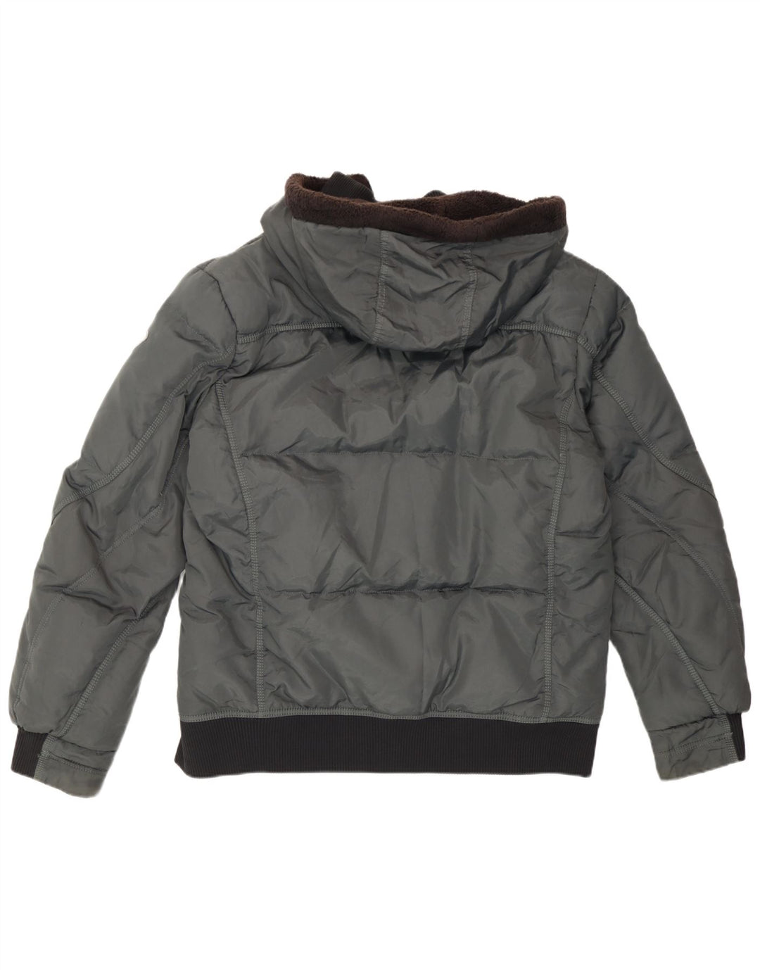 Gas Herren-Bomberjacke mit Kapuze, wattiert, Gr. 40, Größe L, Grau, Polyamid