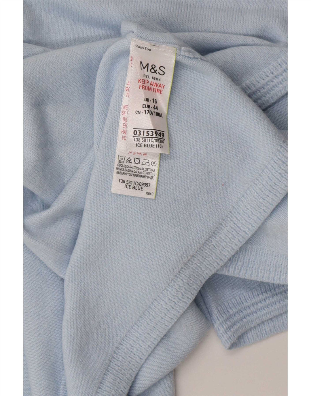 Marks & Spencer Damen Bluse Top UK 16 Large Blau Acryl