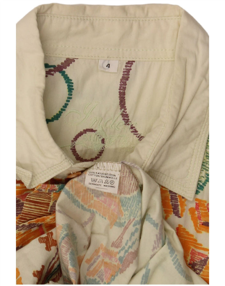 Vintage Herrenhemd 2XL Off White Geometrische Baumwolle